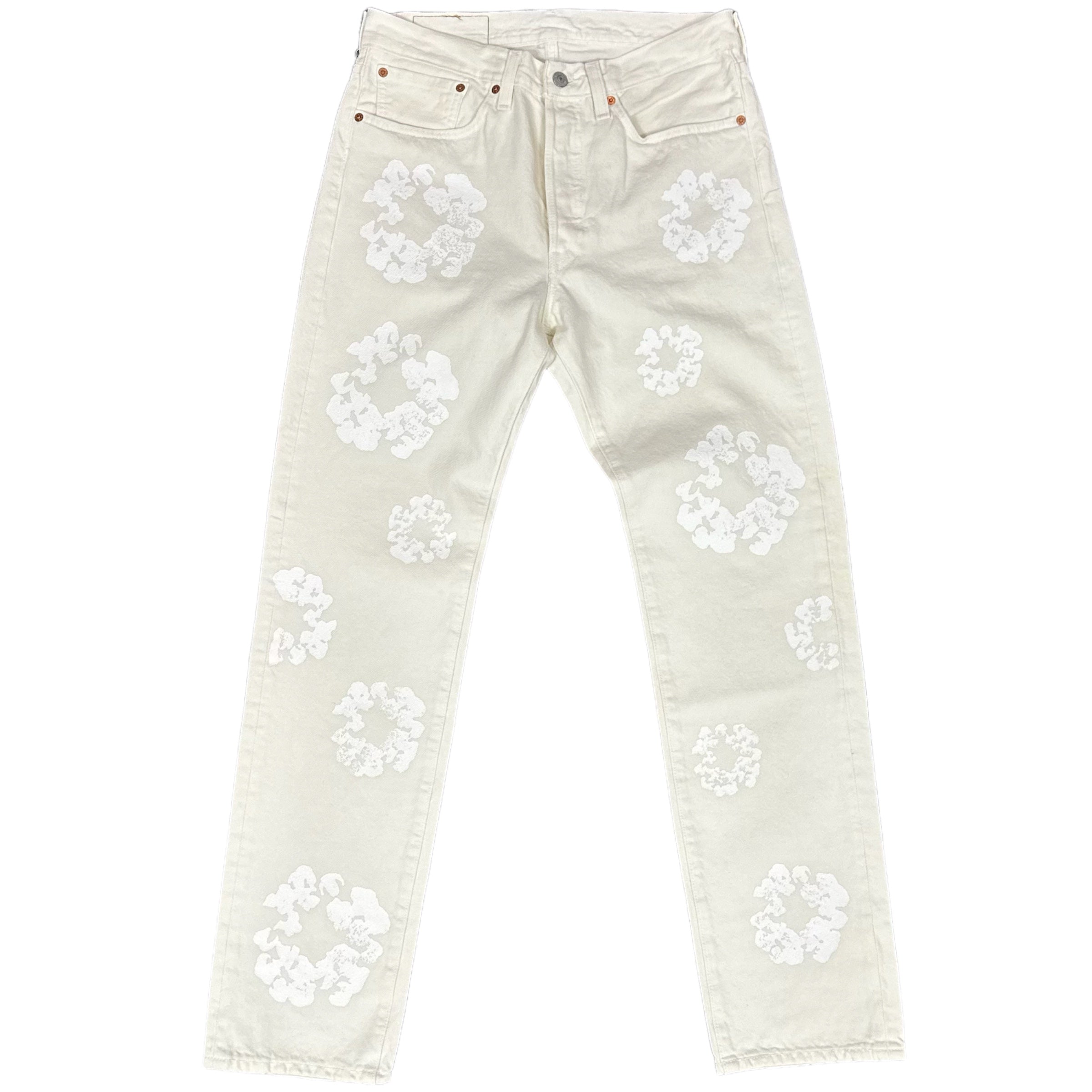 White/White Denim Tears Jeans