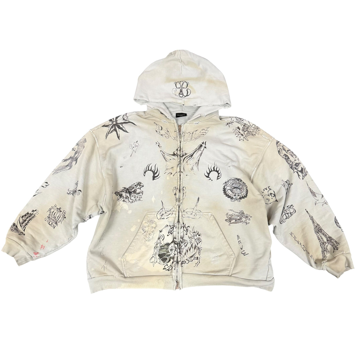 Balenciaga Tattoo Hoodie (Has Stains)