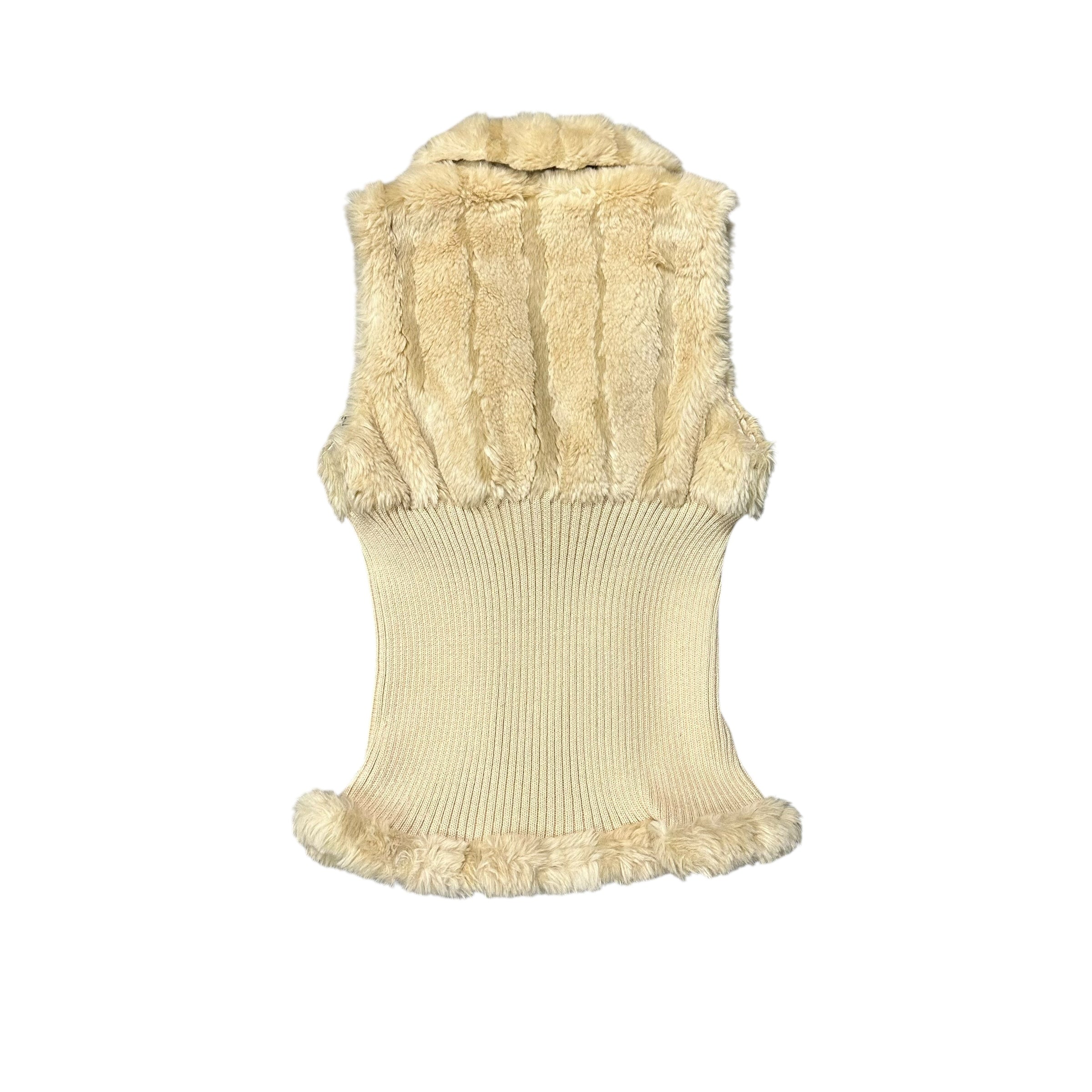 Guess Fur Vest Tan FDWMNS