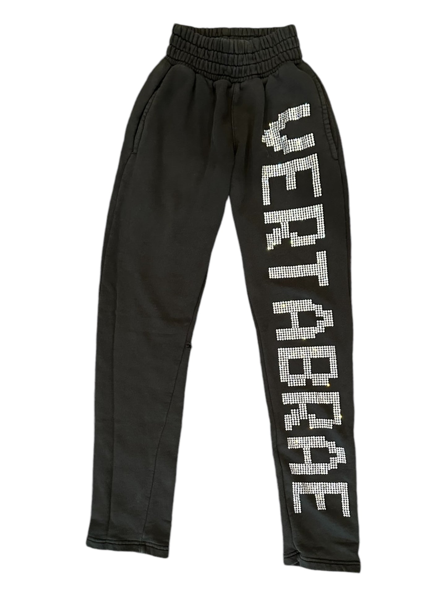 Black Rhinestone Vertebrae Sweatpants