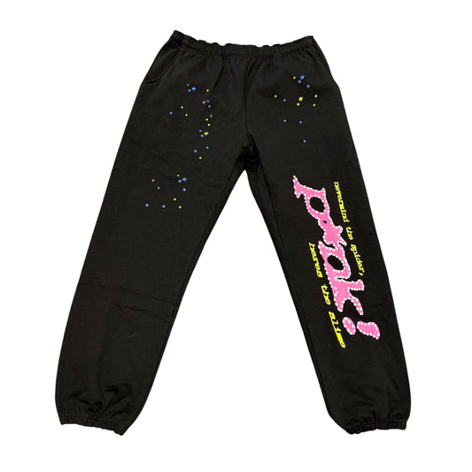 Sp5der Pink! Black Sweatpants