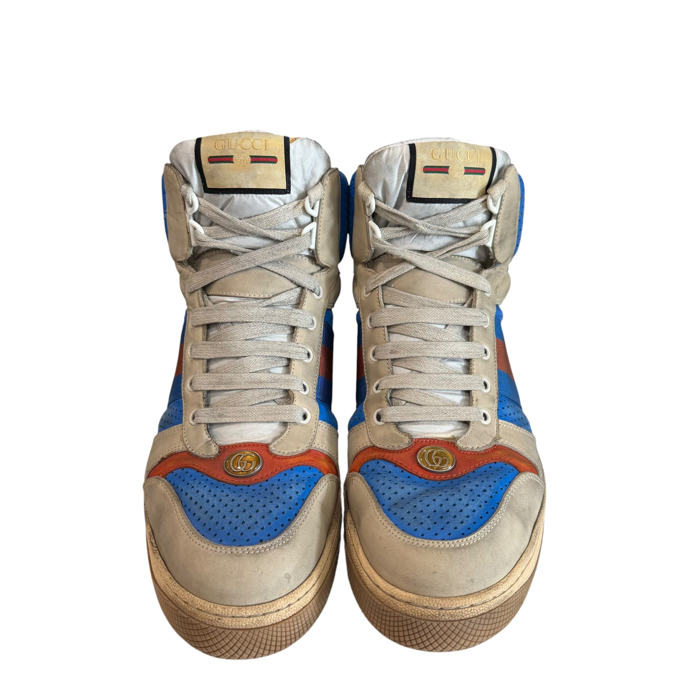 Gucci Screener Blue/Tan/Orange High Sneakers (No Box)