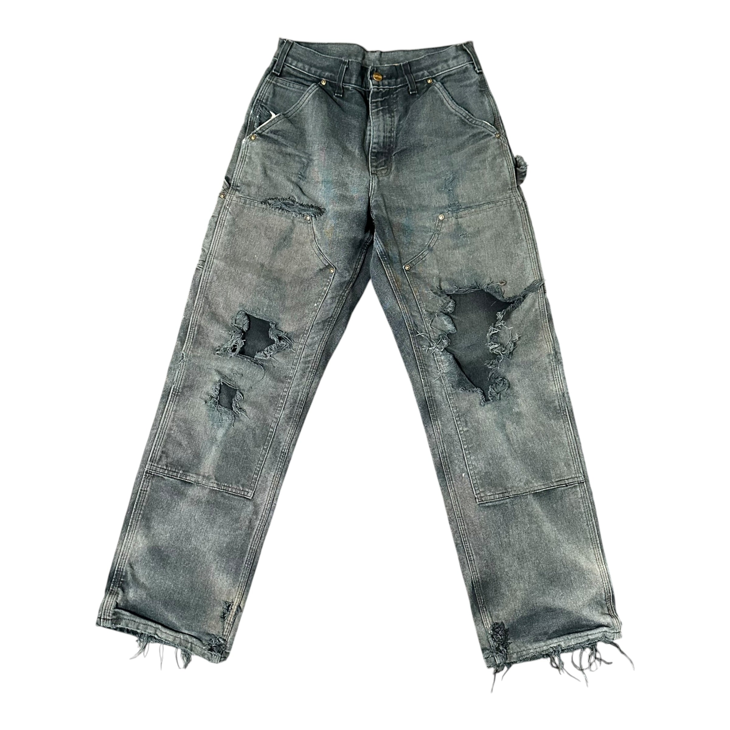 Vintage Carhartt Black/Bleached Distressed Double Knee(28x28)