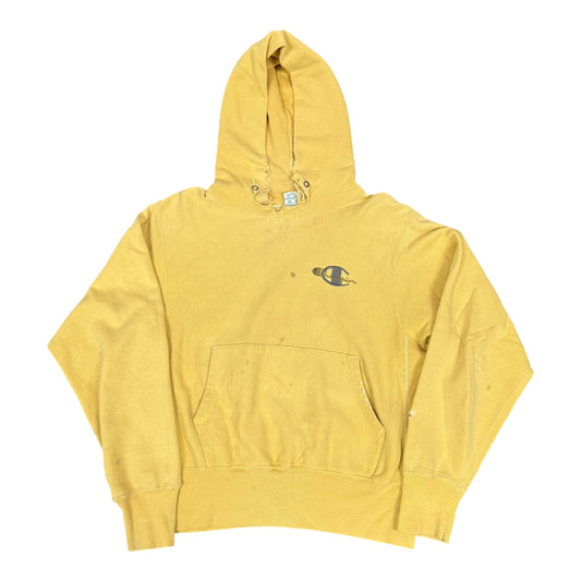 Vintage Yellow Distressed Champion Hoodie