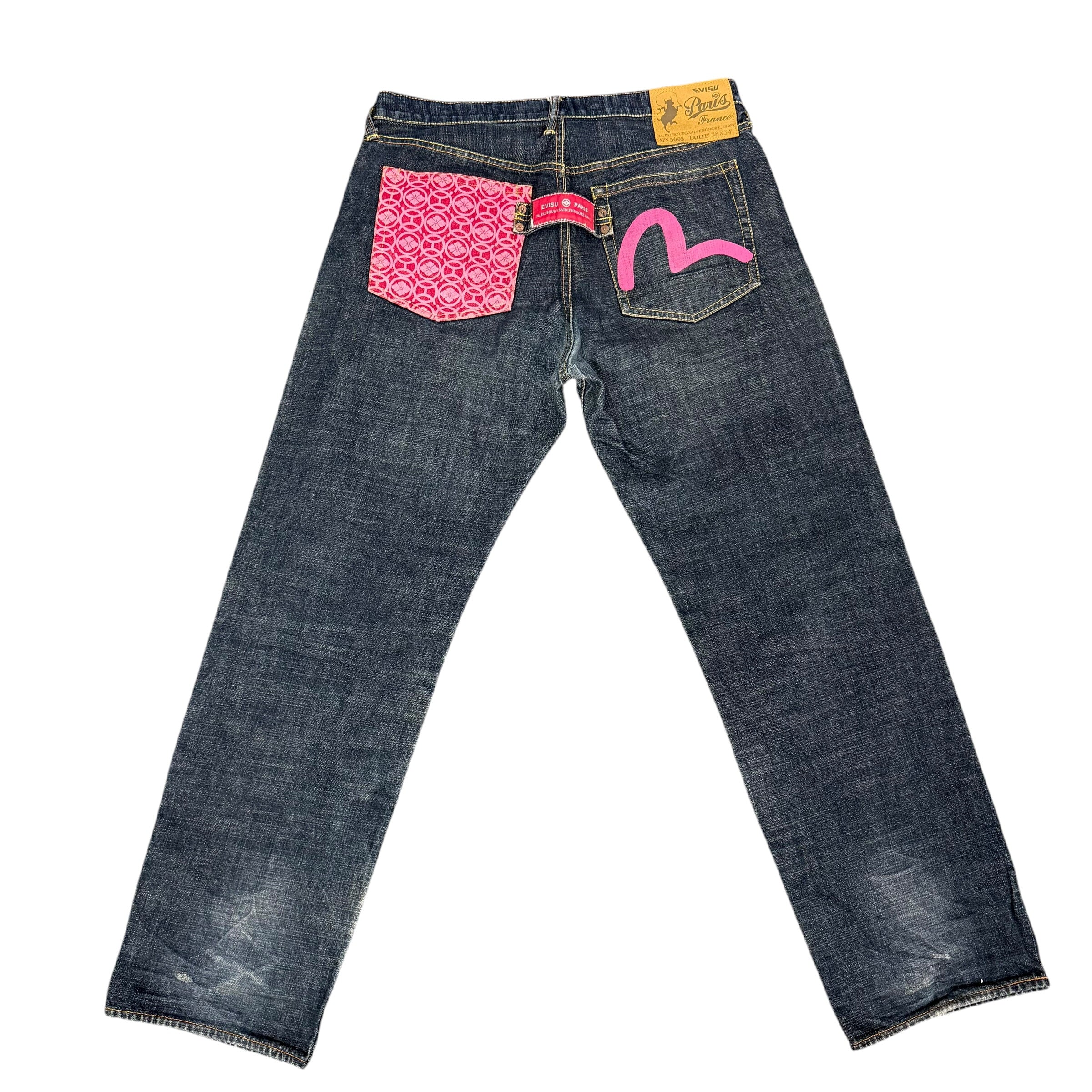 Evisu Paris N 5005 Pink Paint Denim Pants