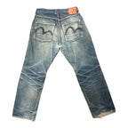 Evisu Navy Seagull Faded Jeans