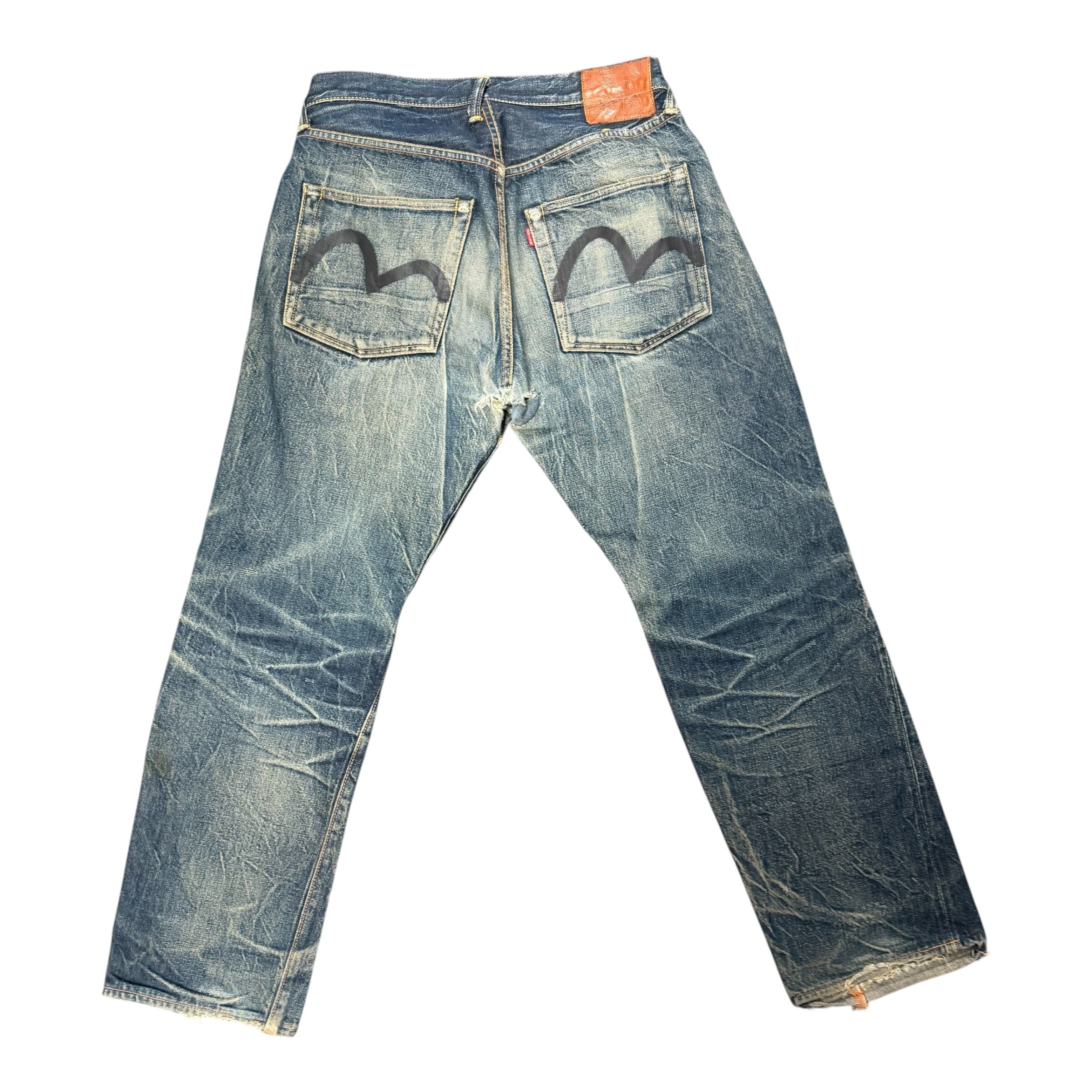 Evisu Navy Seagull Faded Jeans