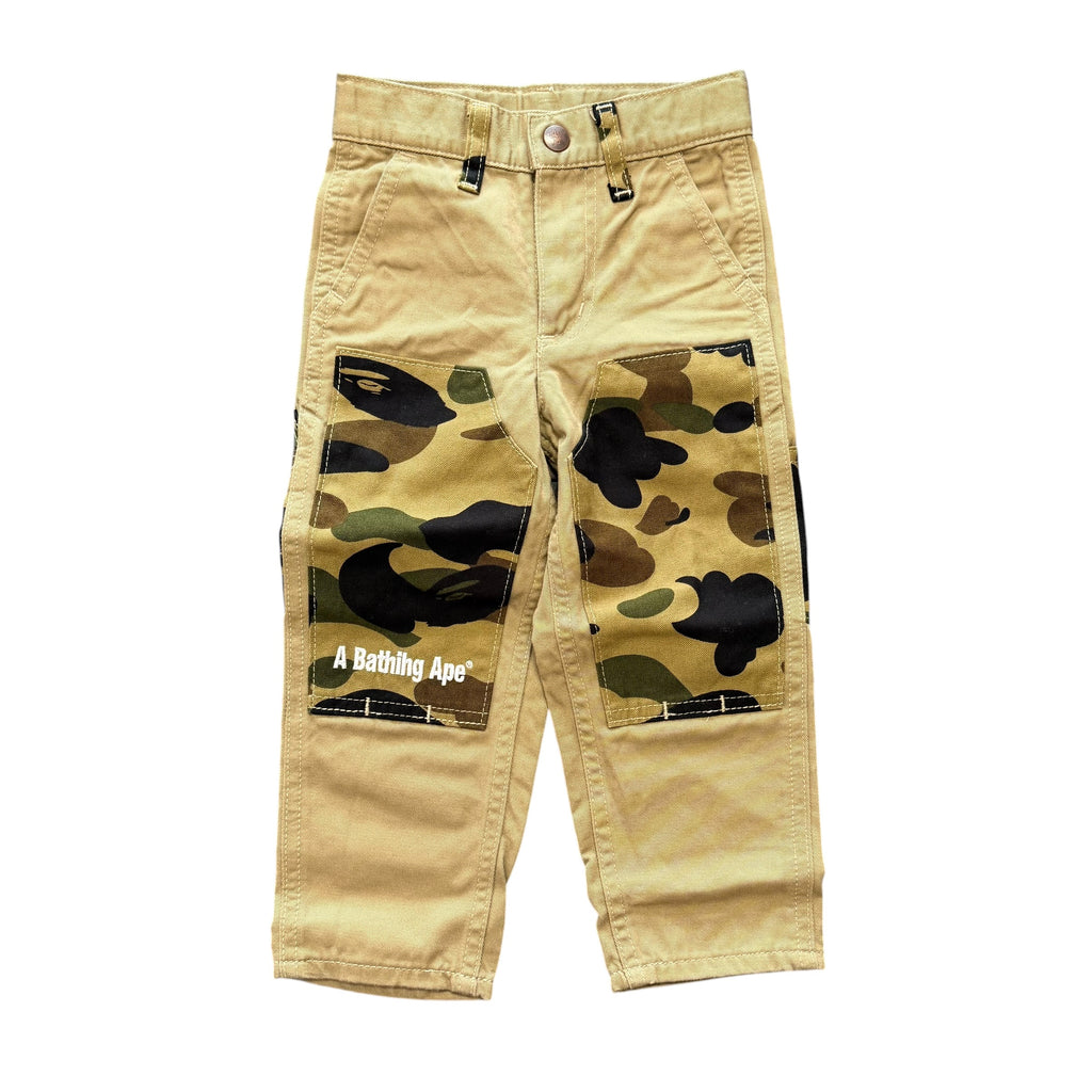 Bape Kids Khaki/Camo Double Knee Pants