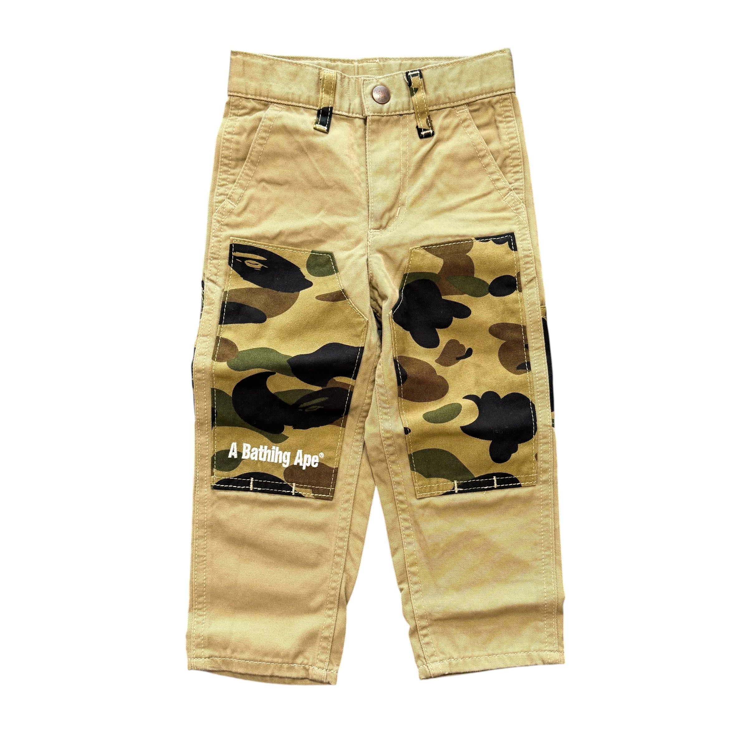 Bape Kids Khaki/Camo Double Knee Pants