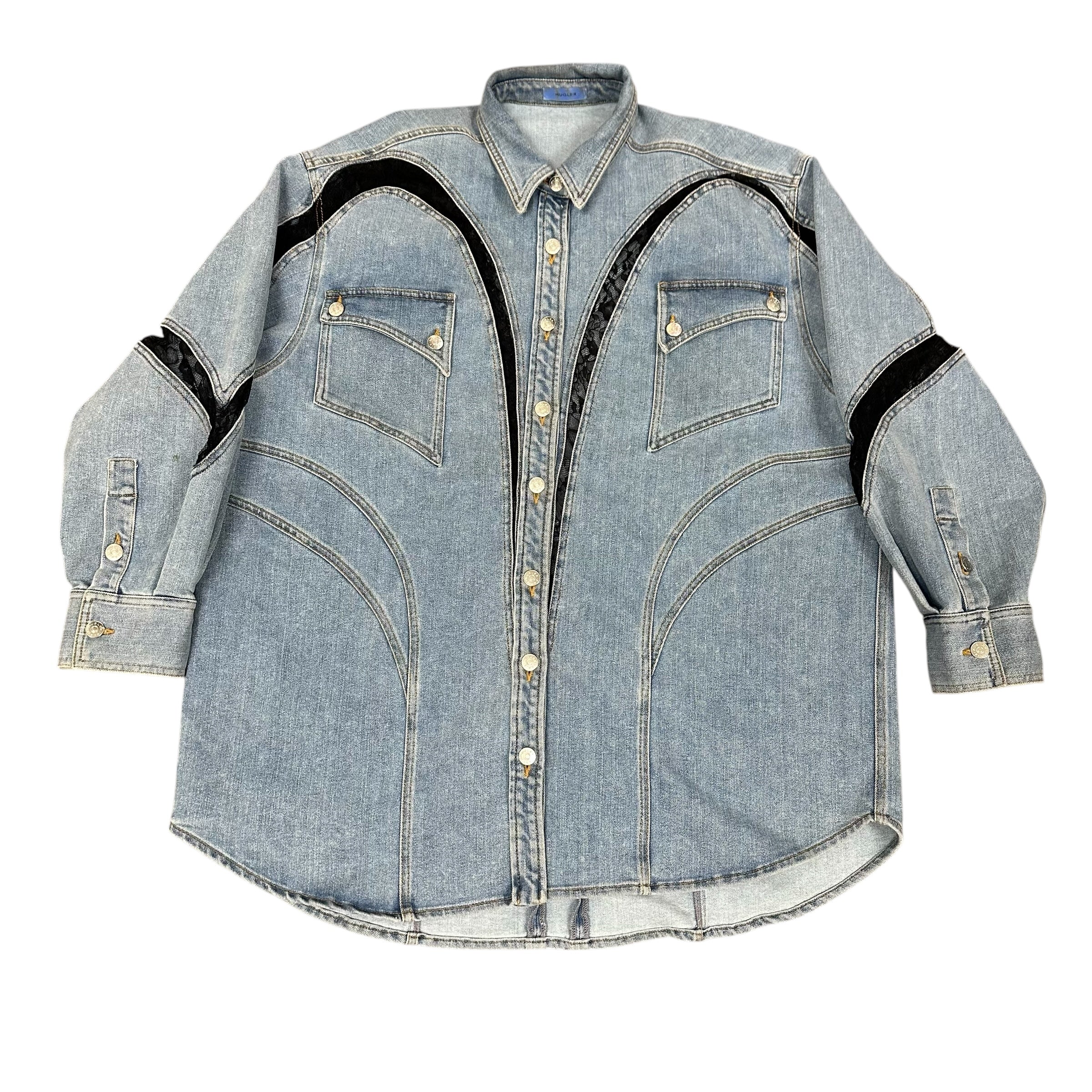 Mugler Paneled Denim Shirt