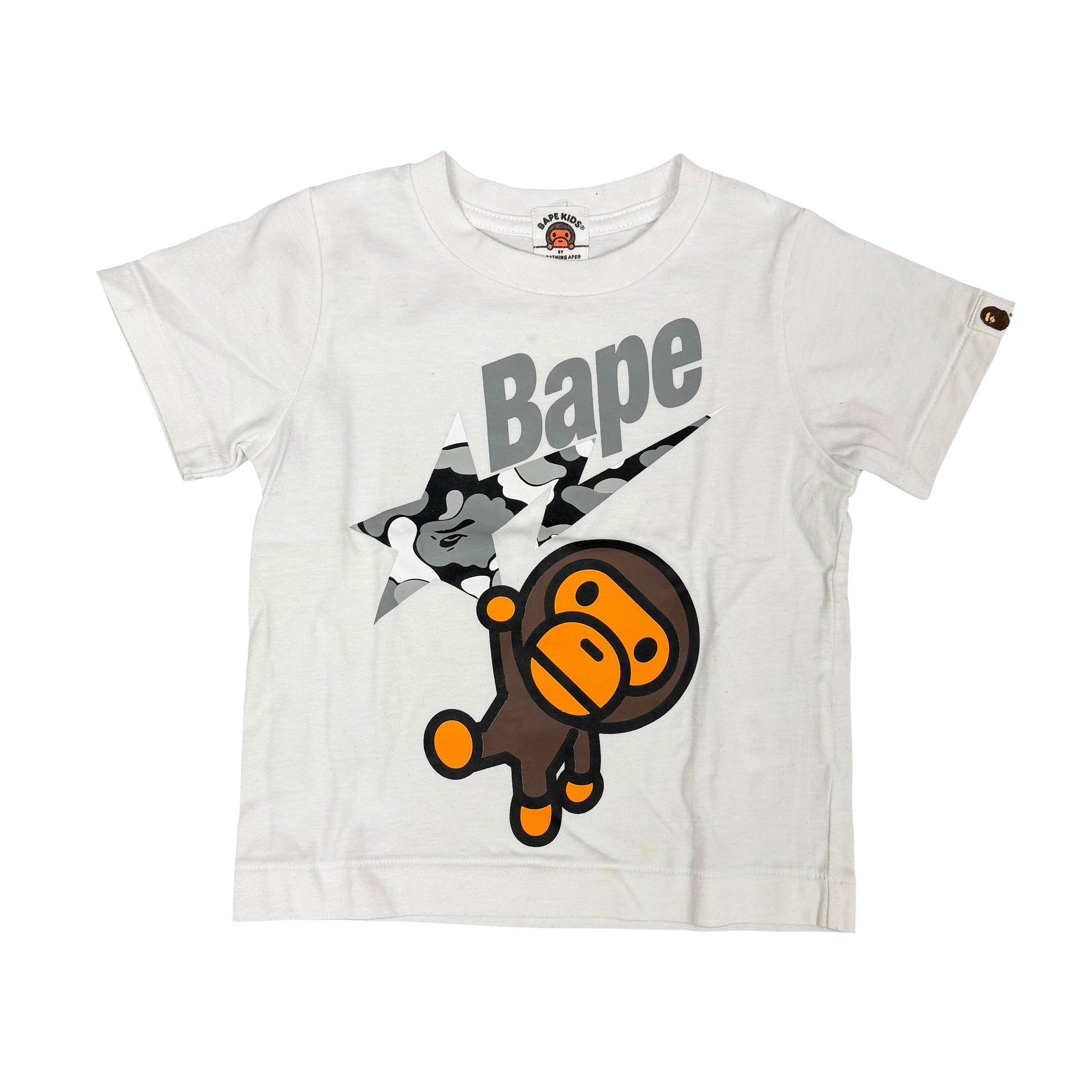 Kids Bape Sta White/Camo Tee