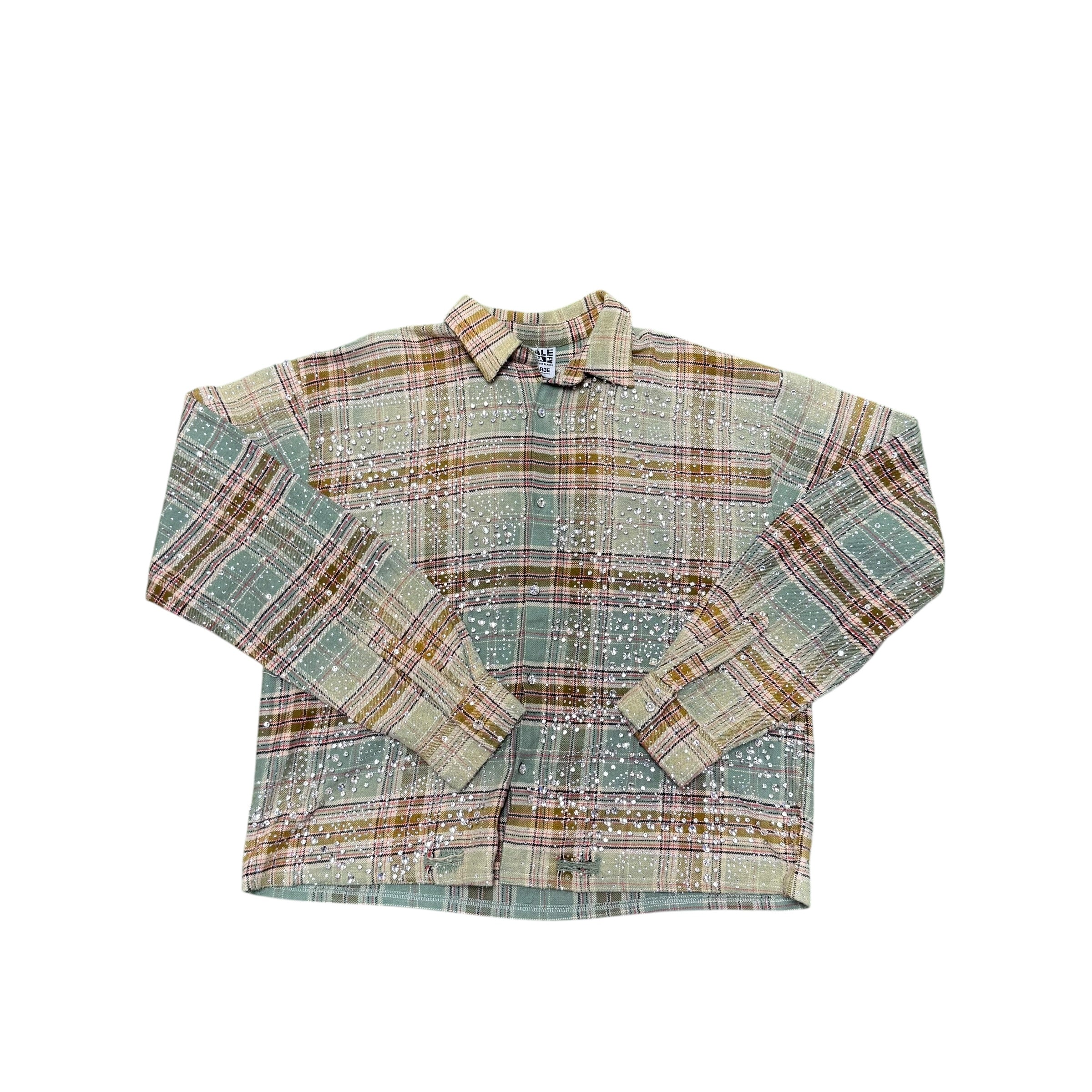 Vale Lives Green Rhinestone Flannel