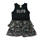 kids Bape Black Sleeveless Tiered Dress