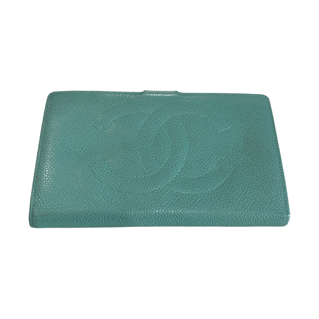Chanel Green Calfskin Long Wallet Purse