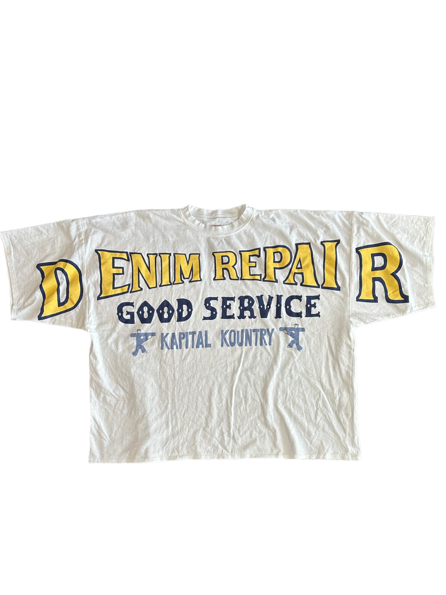 KAPITAL DENIM REPAIR TEE WHITE (08ZYDZ)