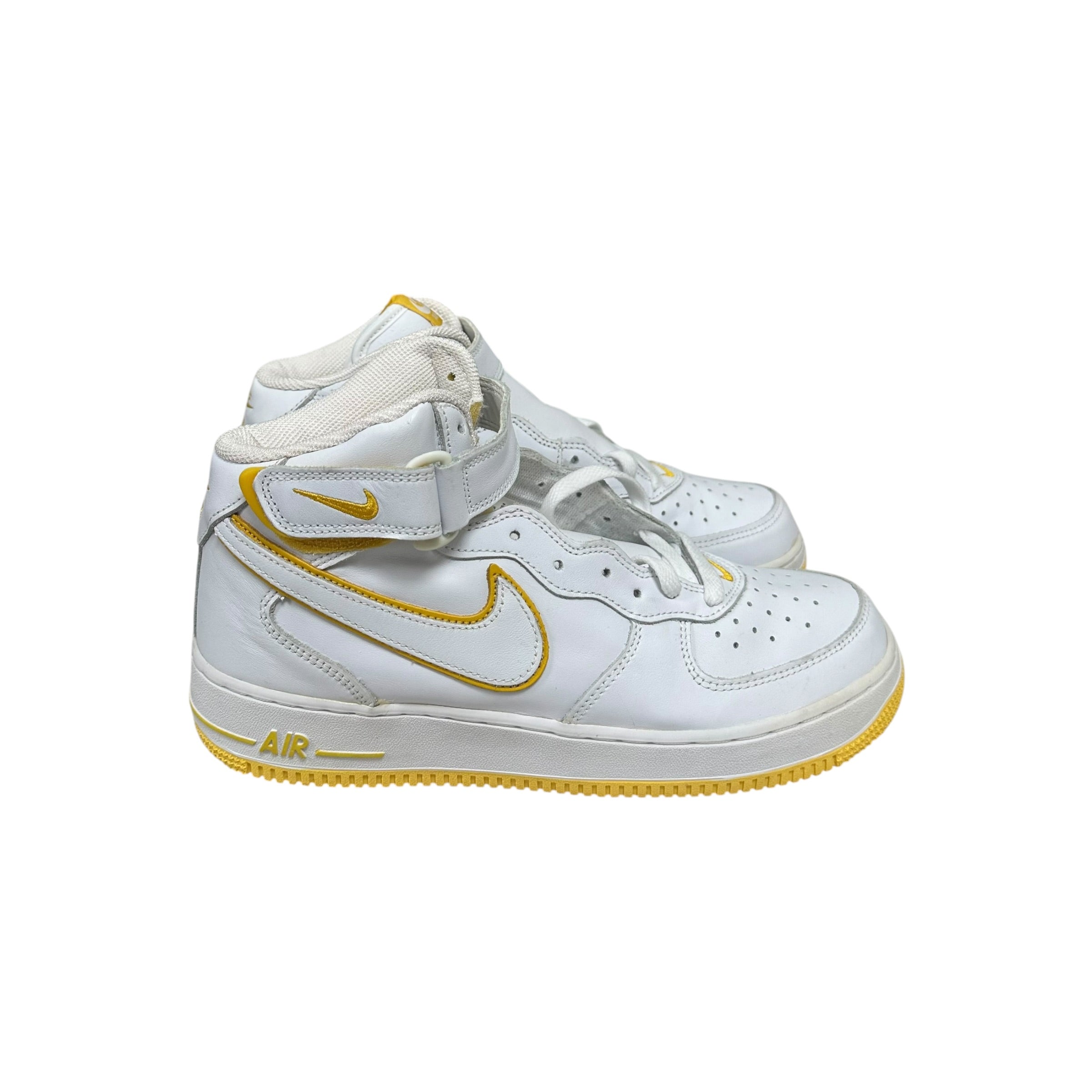 NEW ‘03 Vintage Nike Air Force 1 Mid White Varsity Maize Yellow Sneakers (No Box)