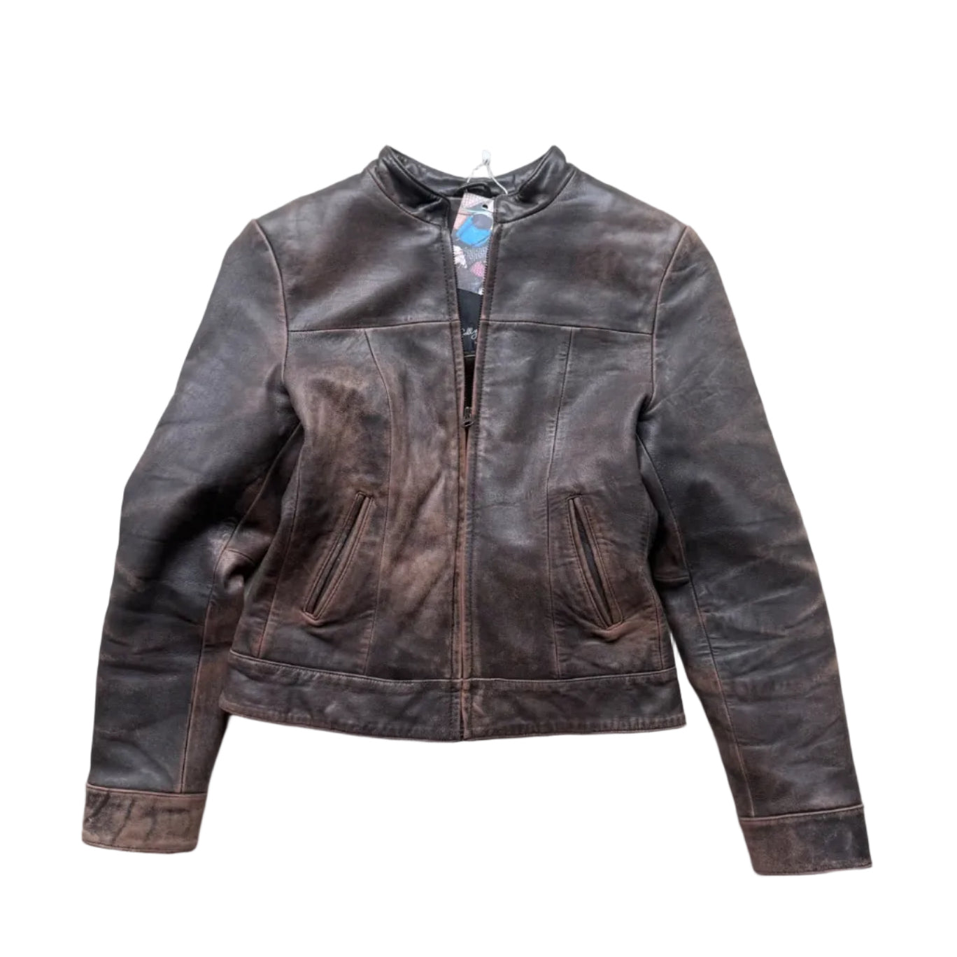 Brown fitted leather jacket 