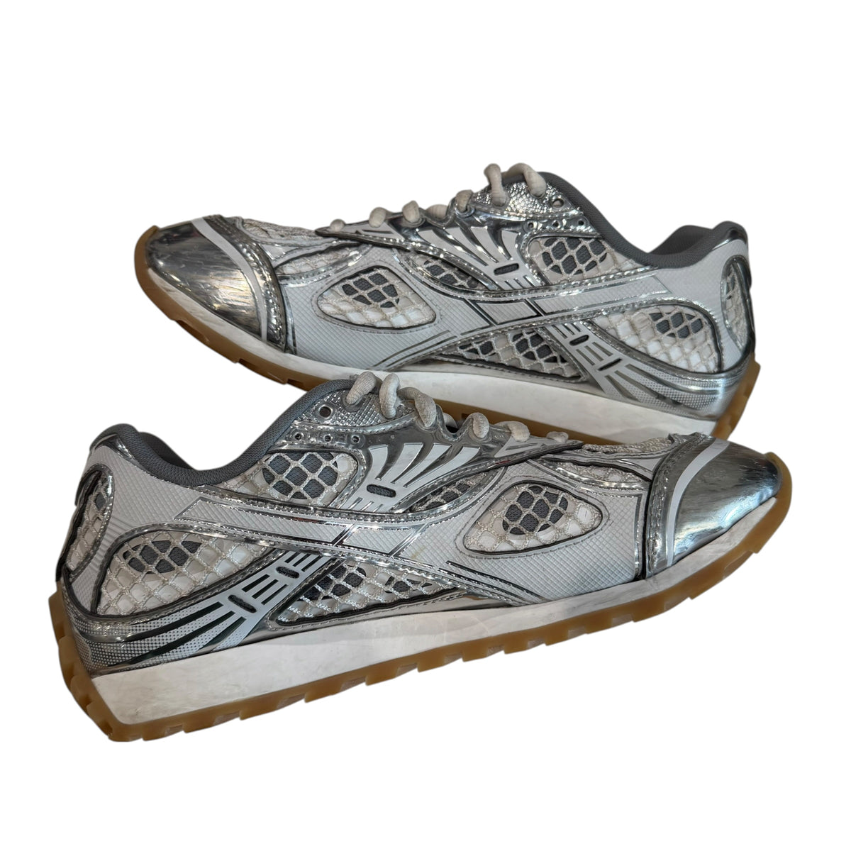 Bottega Veneta Orbit Sneakers Silver/White (No Box)