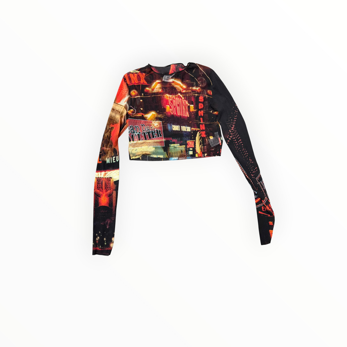 Jean Paul Gaultier Pigalle Mesh Long-Sleeve Crop Top