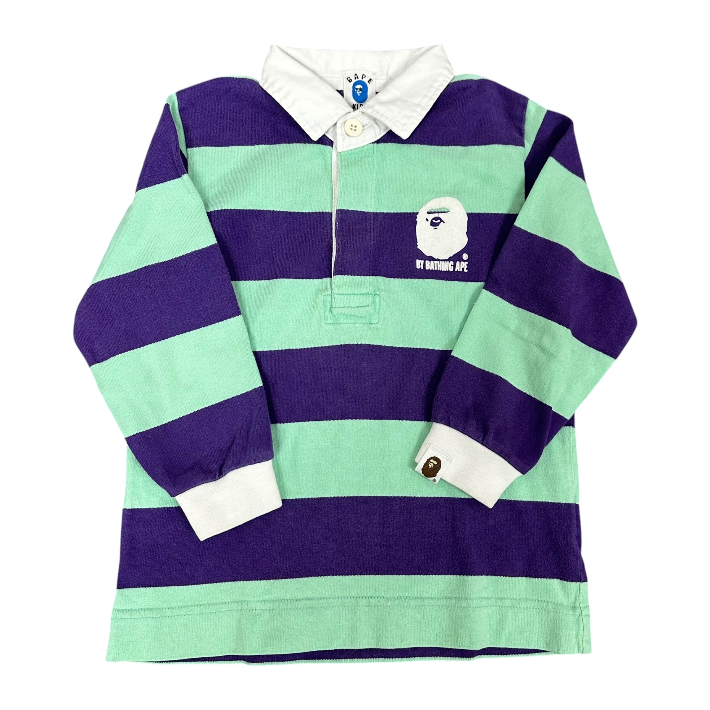 Bape Kids Long-Sleeve Rugby Shirt Purple/Mint Green