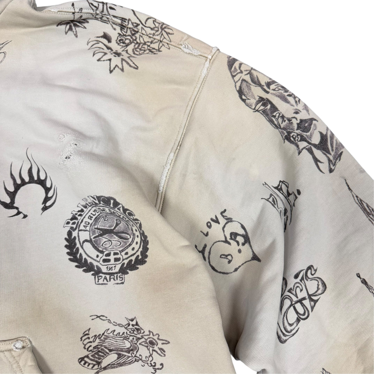 Balenciaga Tattoo Hoodie (Has Stains)