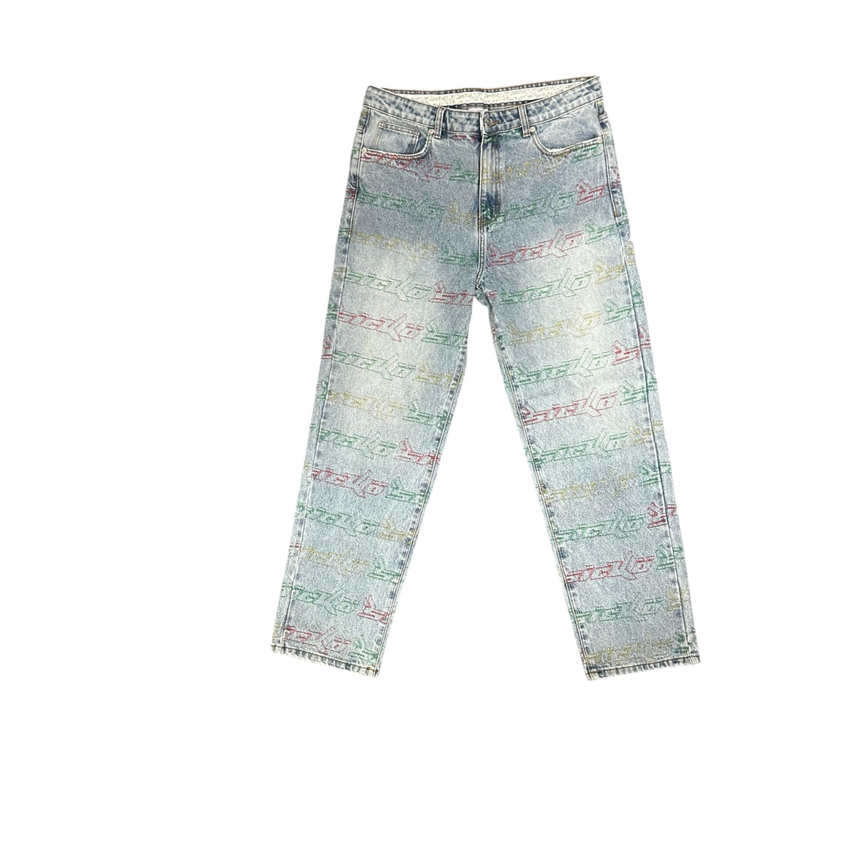 New Sicko All-Over Print Light Blue Denim Jeans