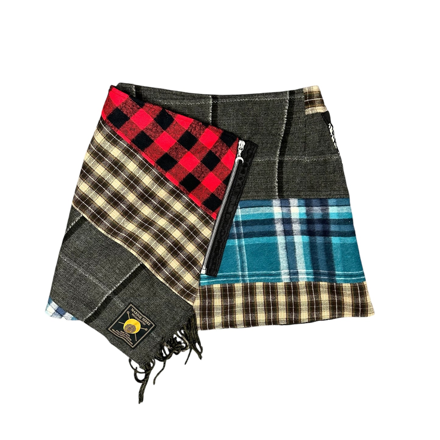 Marine Serre Clashing Tartans Wool Skirt