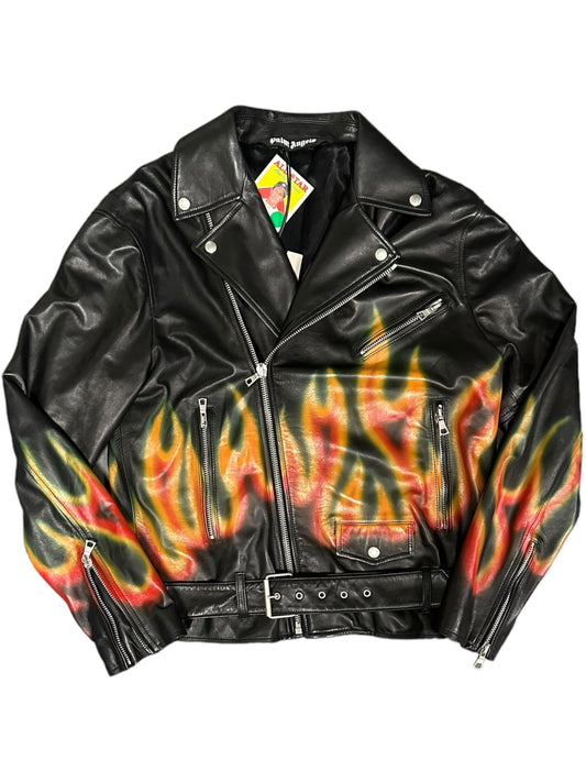 PALM ANGELS FLAME BIKER JACKET (UOE2P0)