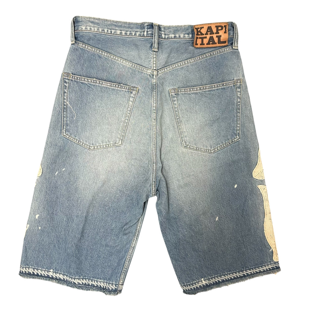 New Kapital Kountry 14oz Denim 5P Bone Embroidery Shorts