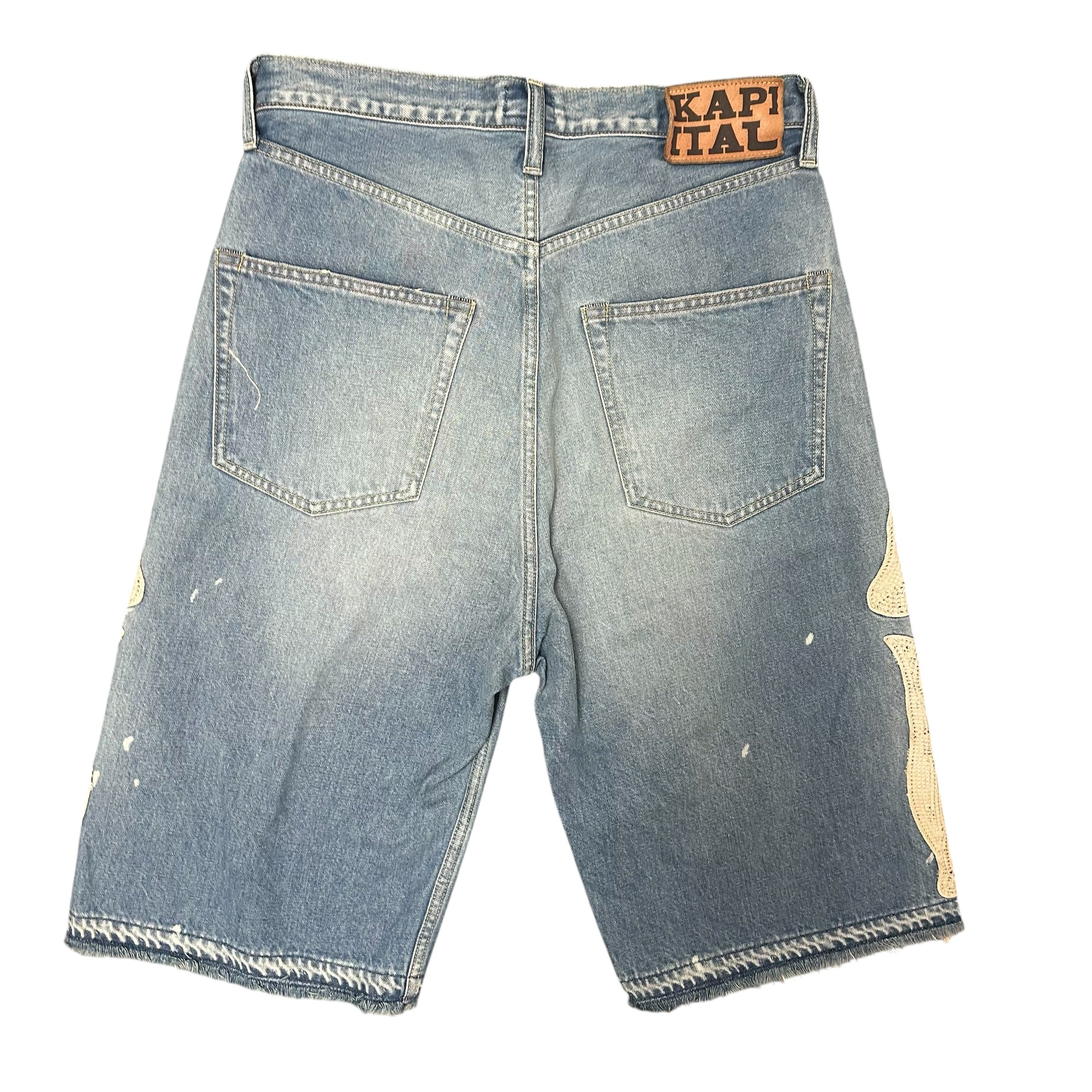 New Kapital Kountry 14oz Denim 5P Bone Embroidery Shorts