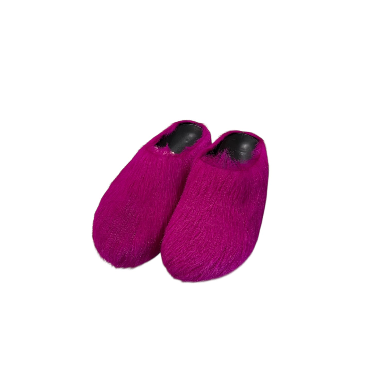 Marni Fuchsia Long Hair Calfskin Slides Purple