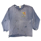 Vintage Game Cock Distressed L/S Navy Tee