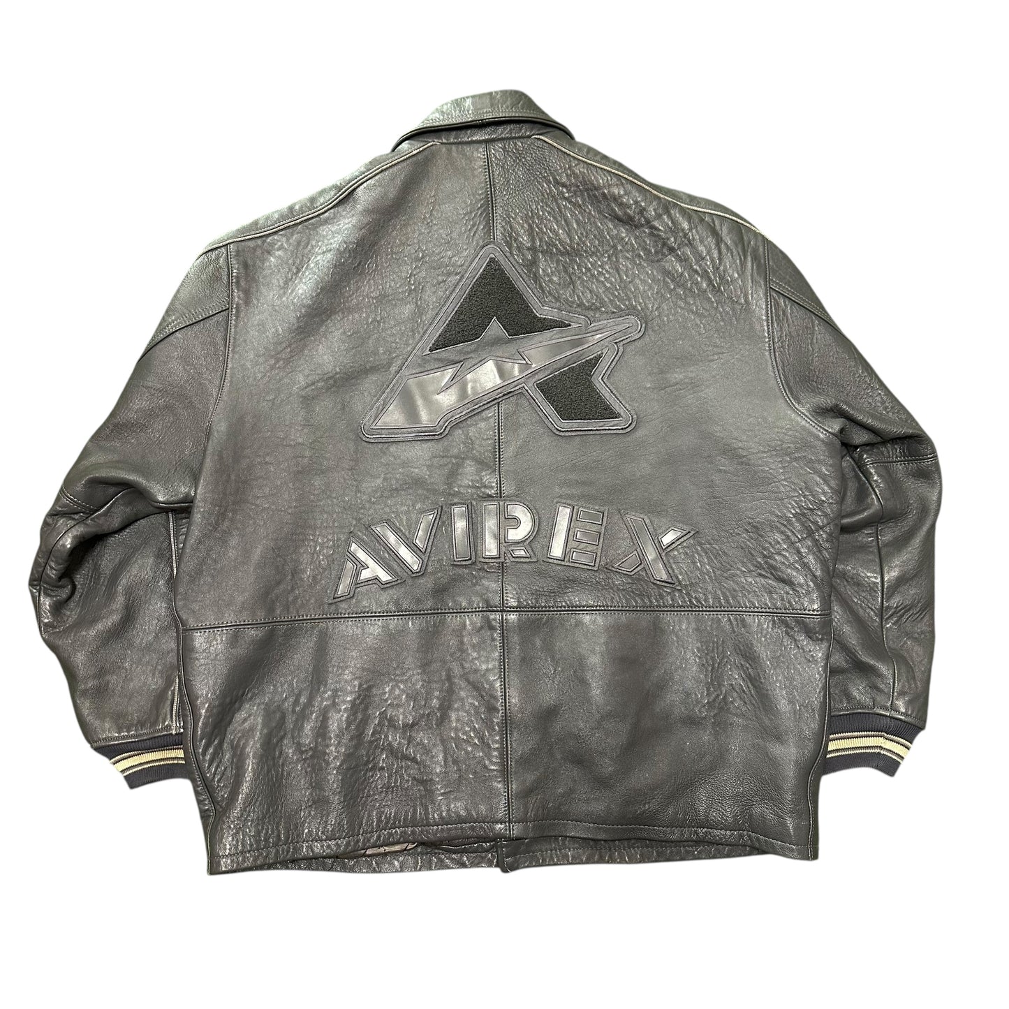 Vintage Avirex Grey Leather Jacket