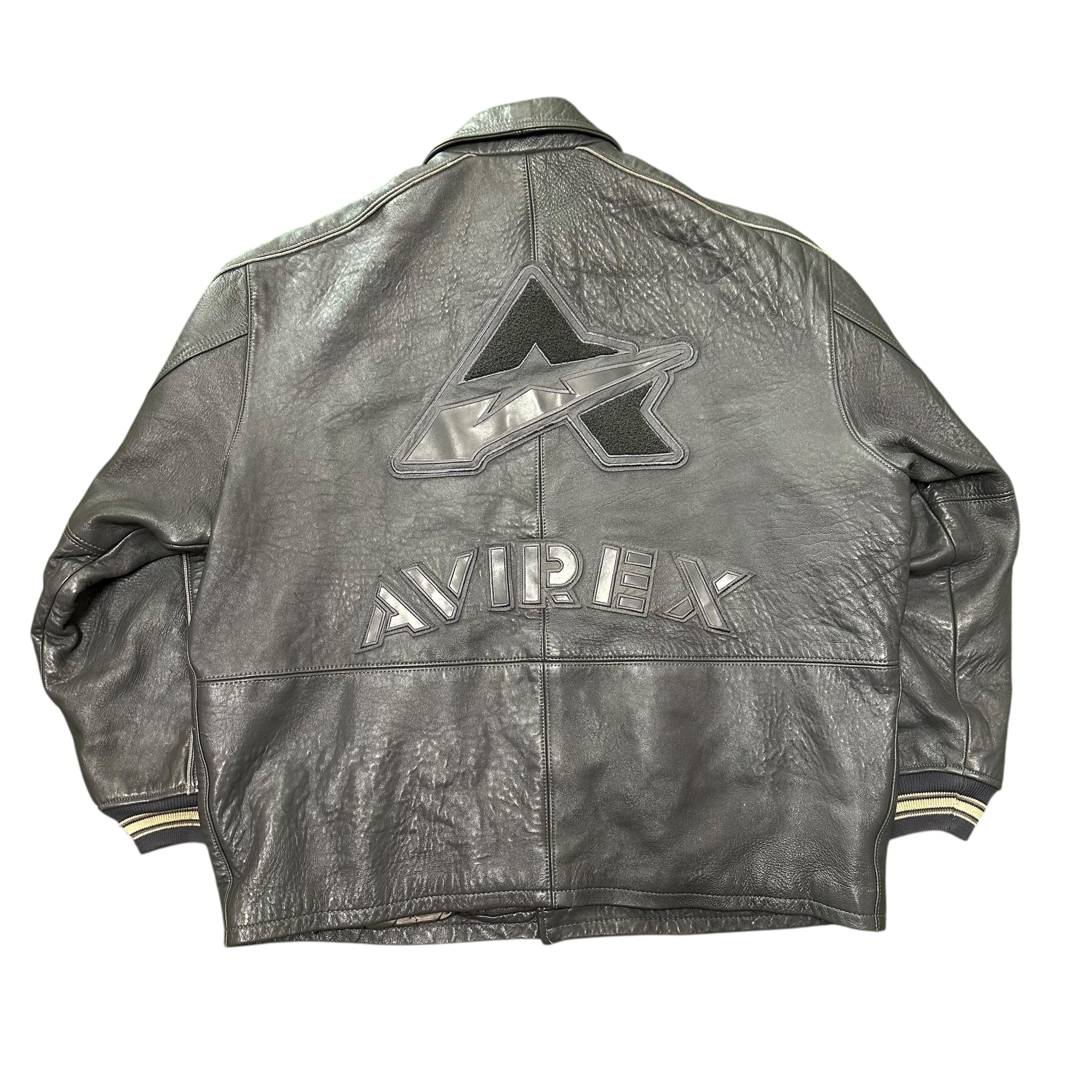 Vintage Avirex Grey Leather Jacket