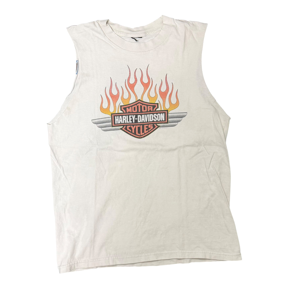 Vintage White Harley Cut Off Shirt