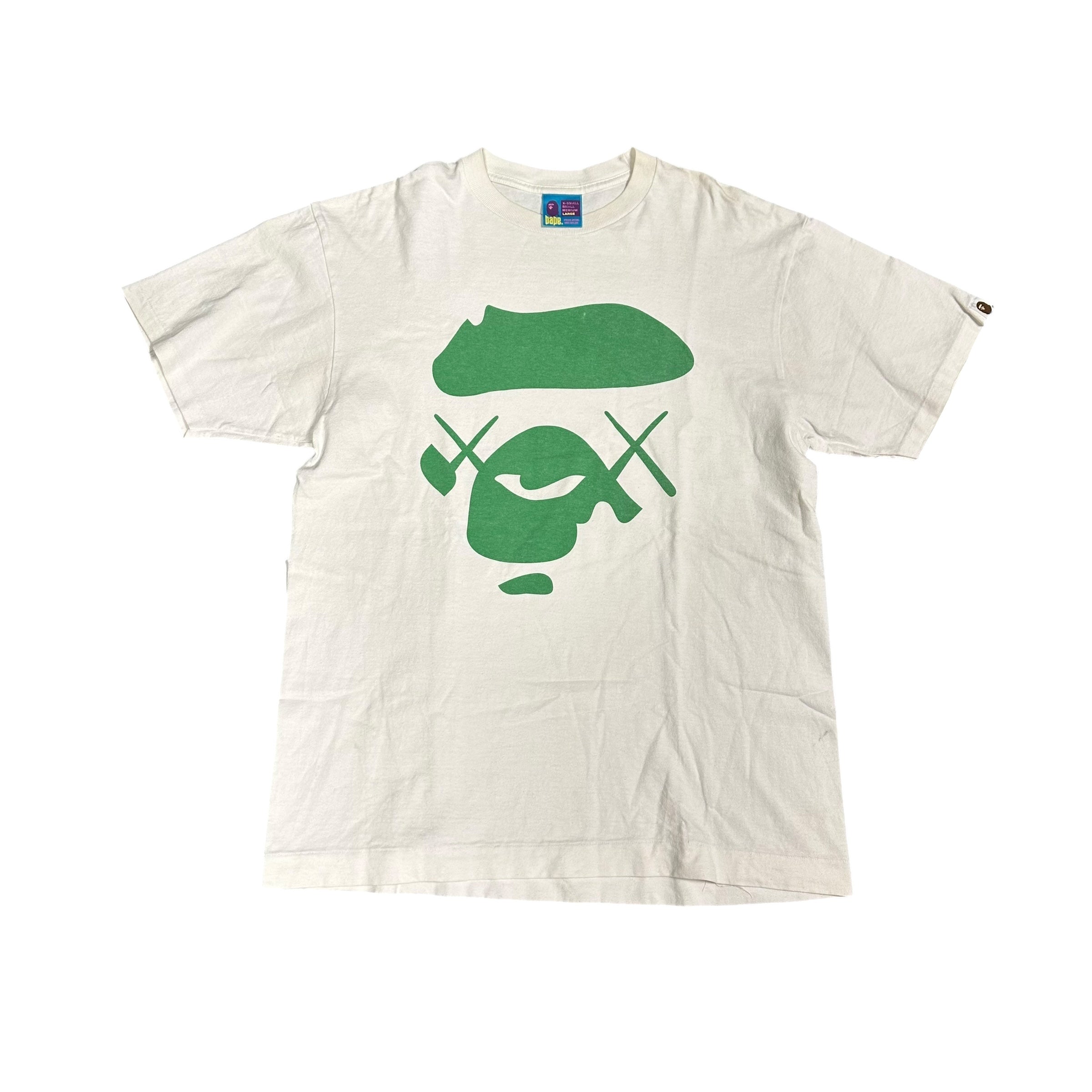 Y2k White/Green Bape Ape x Kaws Tee