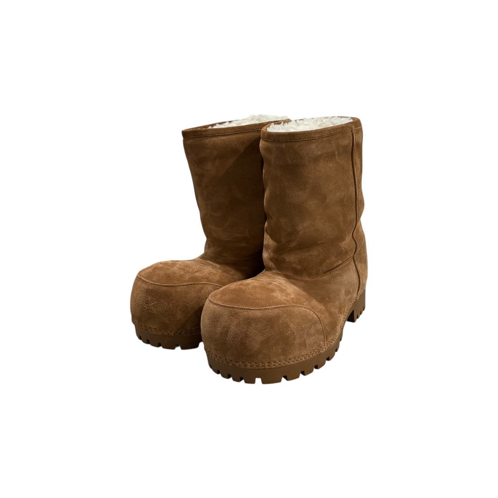 Balenciaga Alaska Fur Low Boot Brown/White