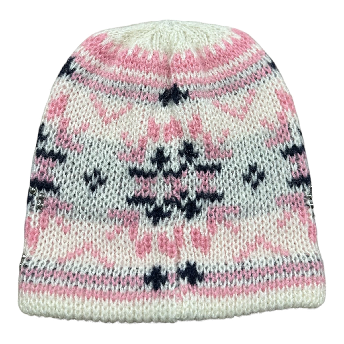 BRAND NEW Supreme Studded Fair Isle Beanie “Pink/White”
