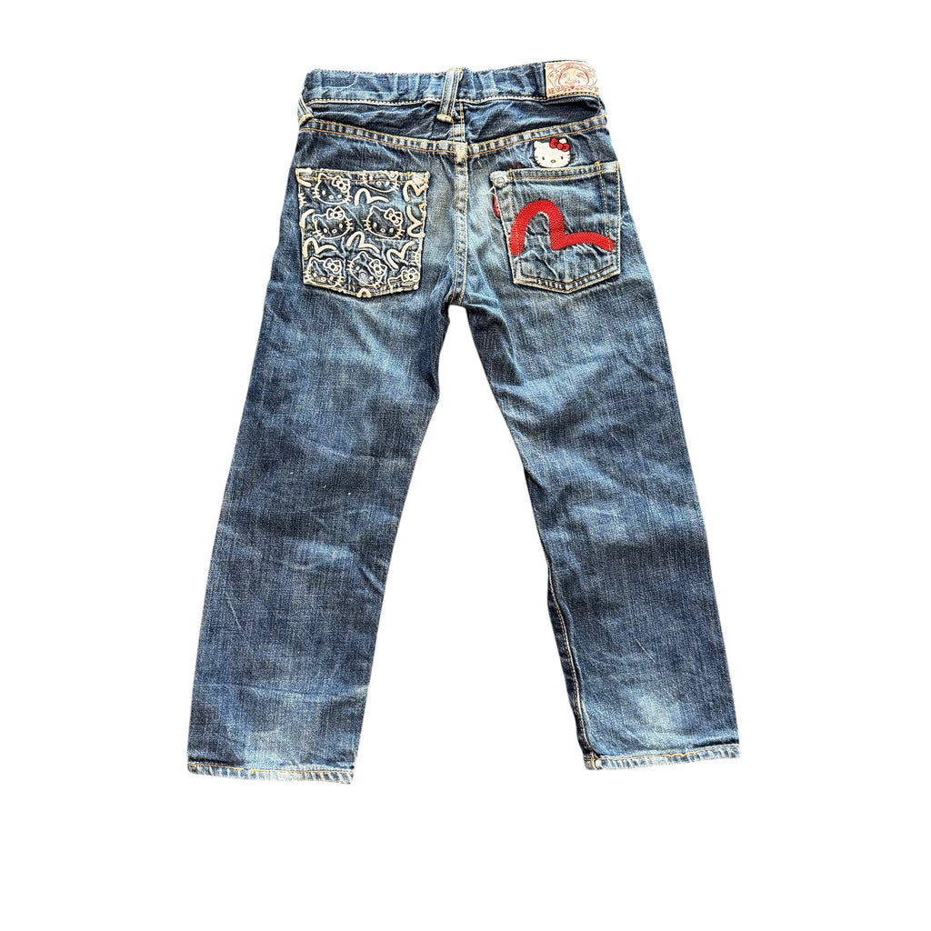 Evisu Kids Hello Kitty Embroidered Blue Jeans