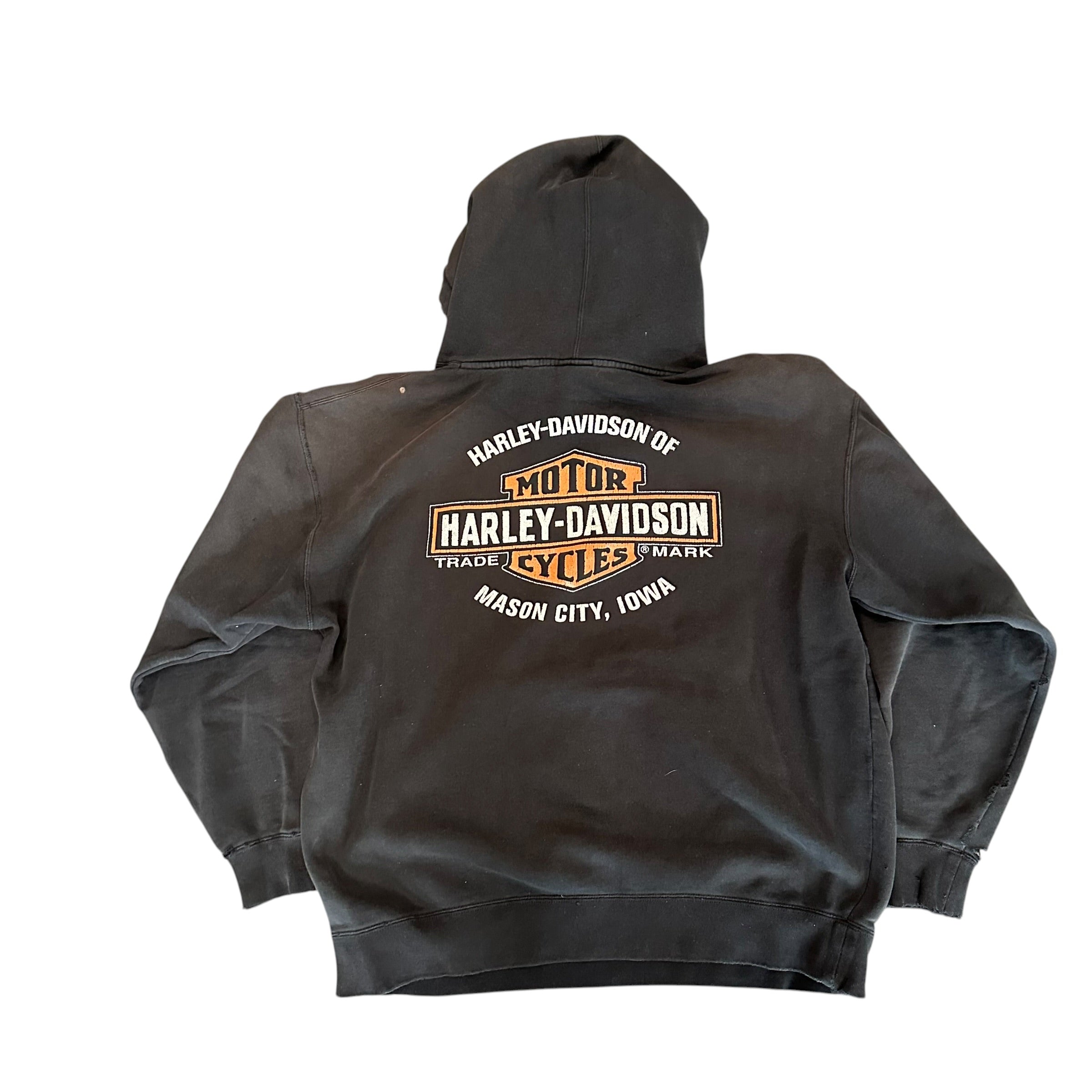 Black Distressed Harley Davidson Hoodie