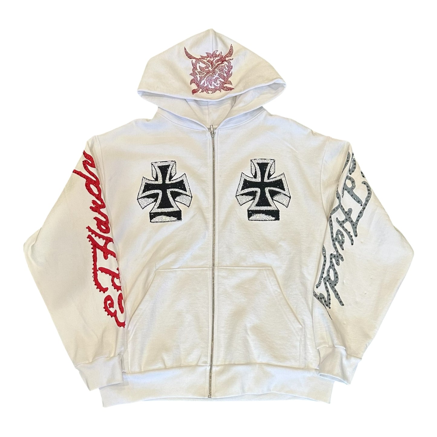 Ken Carson x Ed Hardy White Zip Up Hoodie