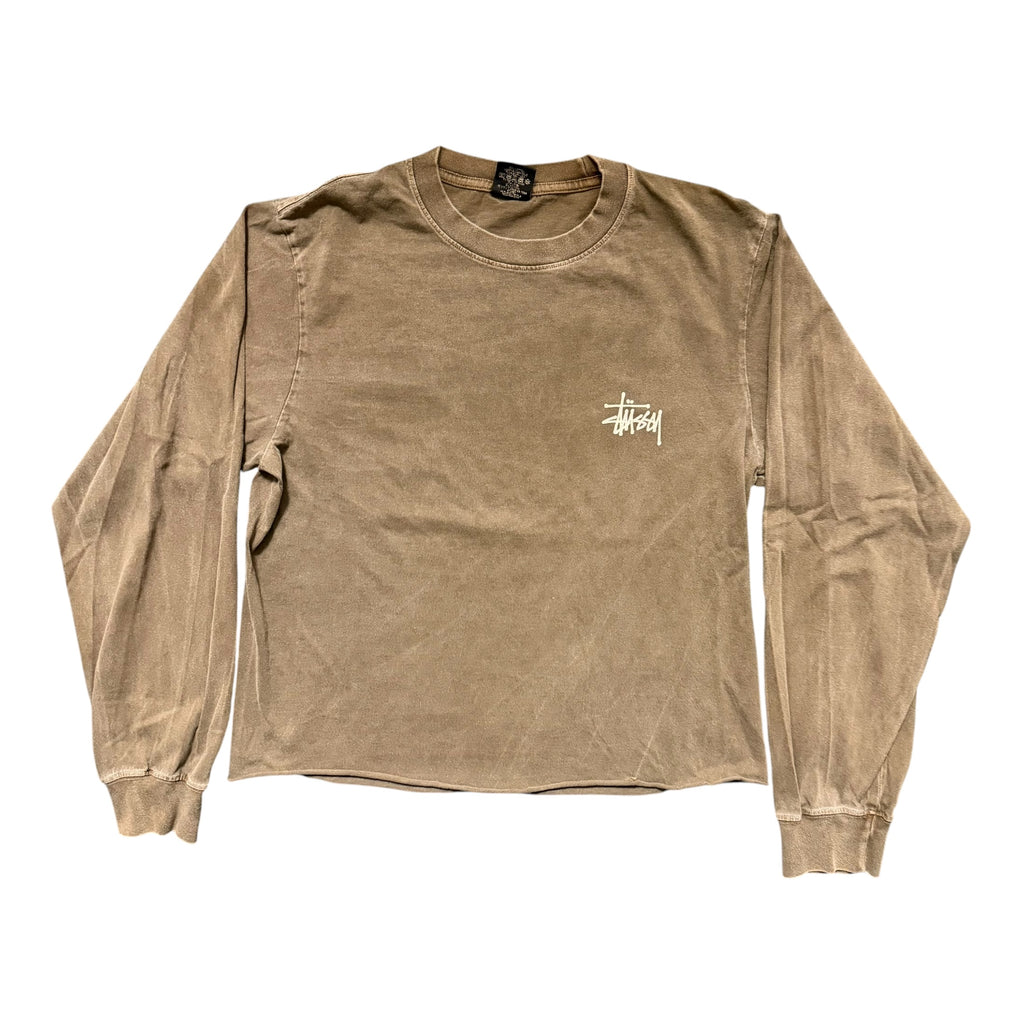 Vintage Brown Stussy Cropped Longsleeve Shirt