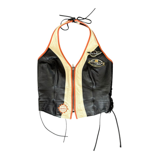 Orng/Wht Harley Davidson Leather Top