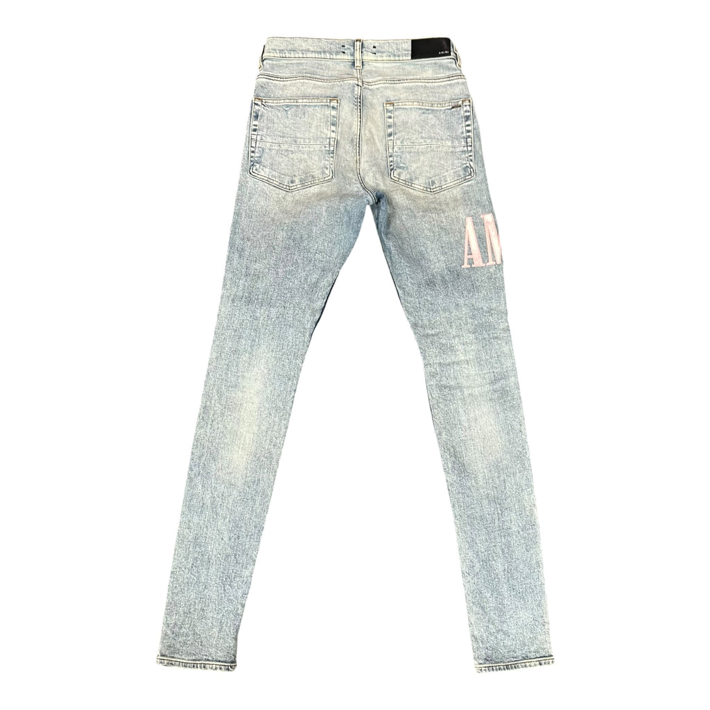 Amiri Lightwash Pink Logo Jeans