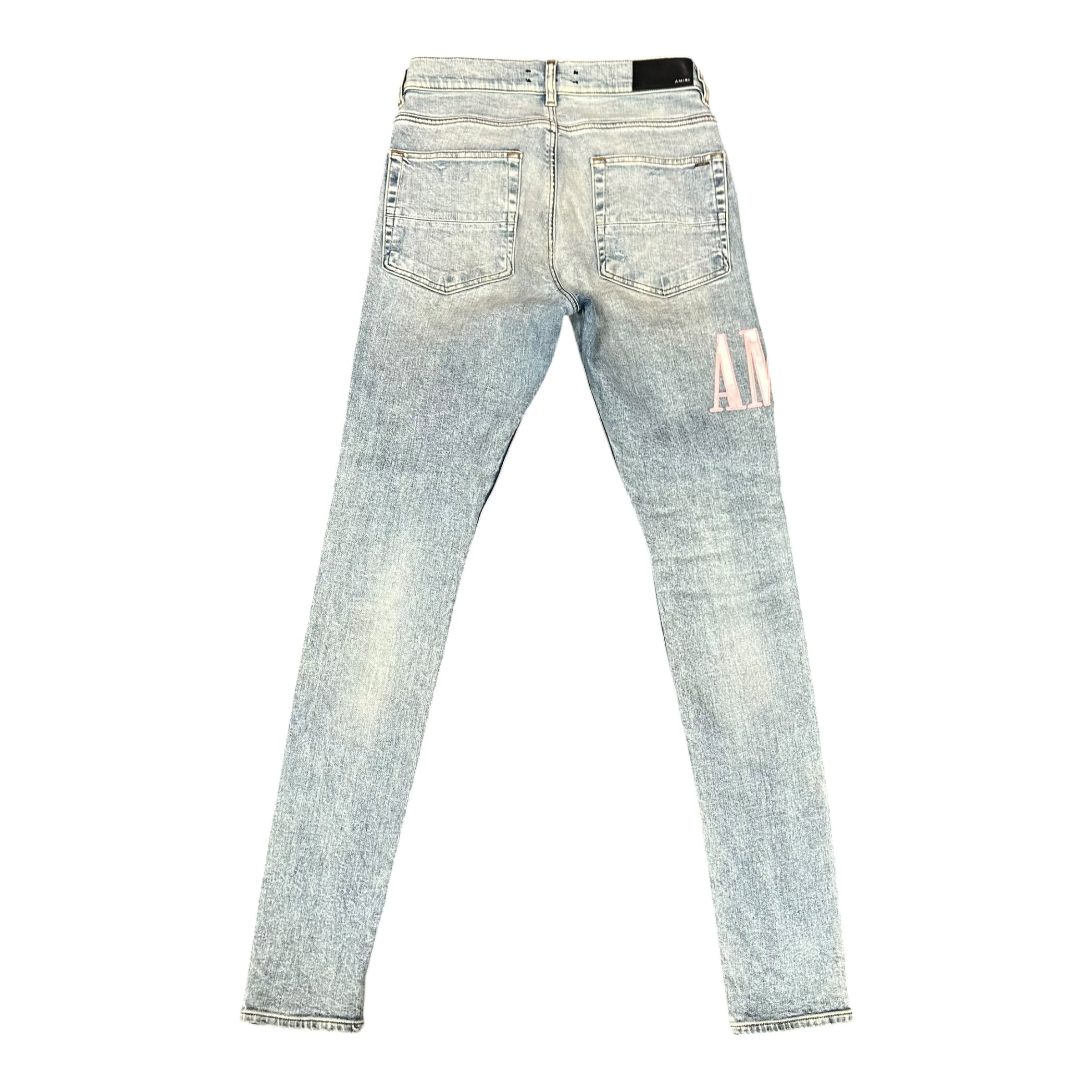 Amiri Lightwash Pink Logo Jeans