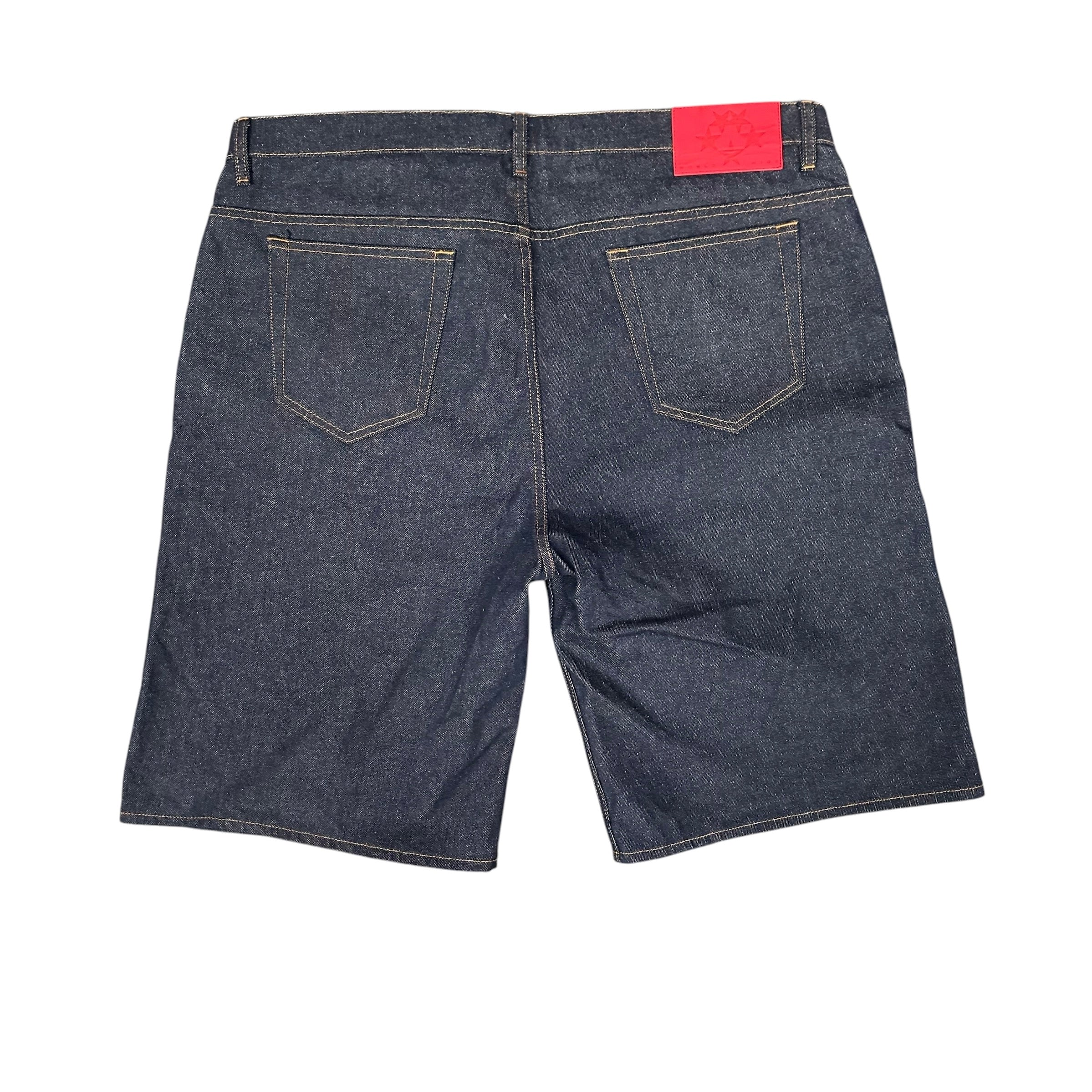 Sp5der Front Logo Blue Denim Shorts