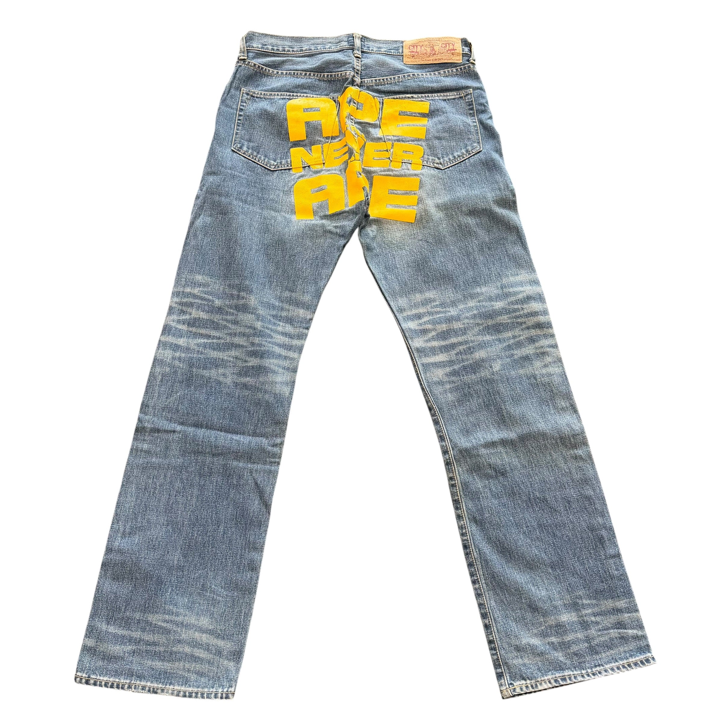 Bape “Shall Never Kill” Blue/Yellow Denim Jeans