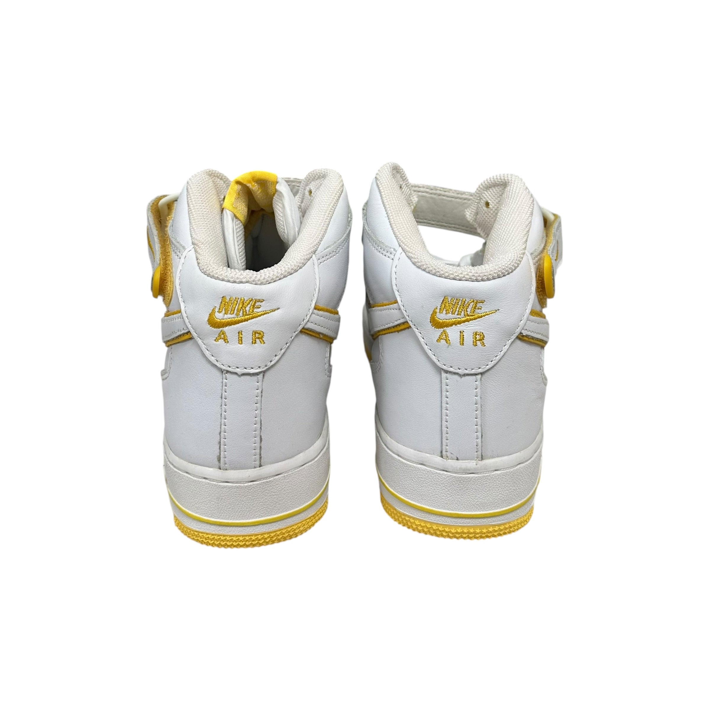 NEW ‘03 Vintage Nike Air Force 1 Mid White Varsity Maize Yellow Sneakers (No Box)