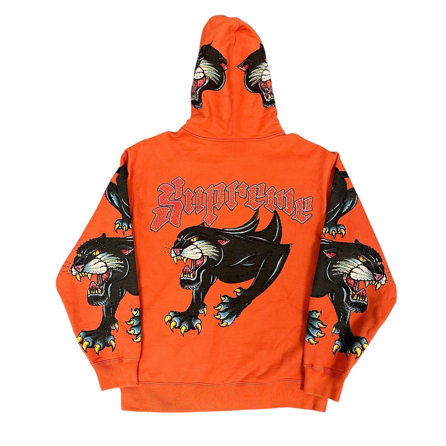 Supreme Orange Studded Panther Hoodie