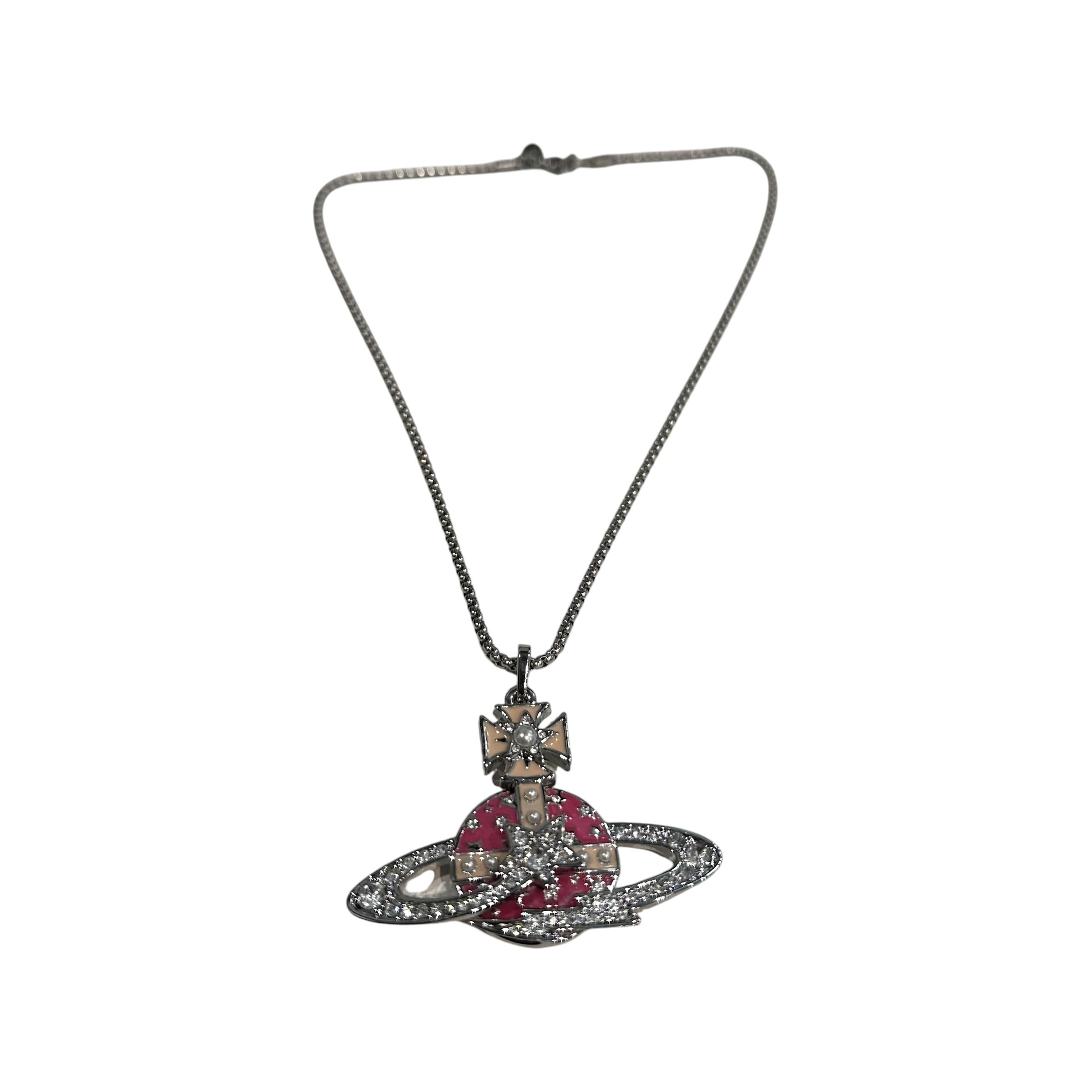 Vivienne Westwood Silver/Pink Orb Necklace